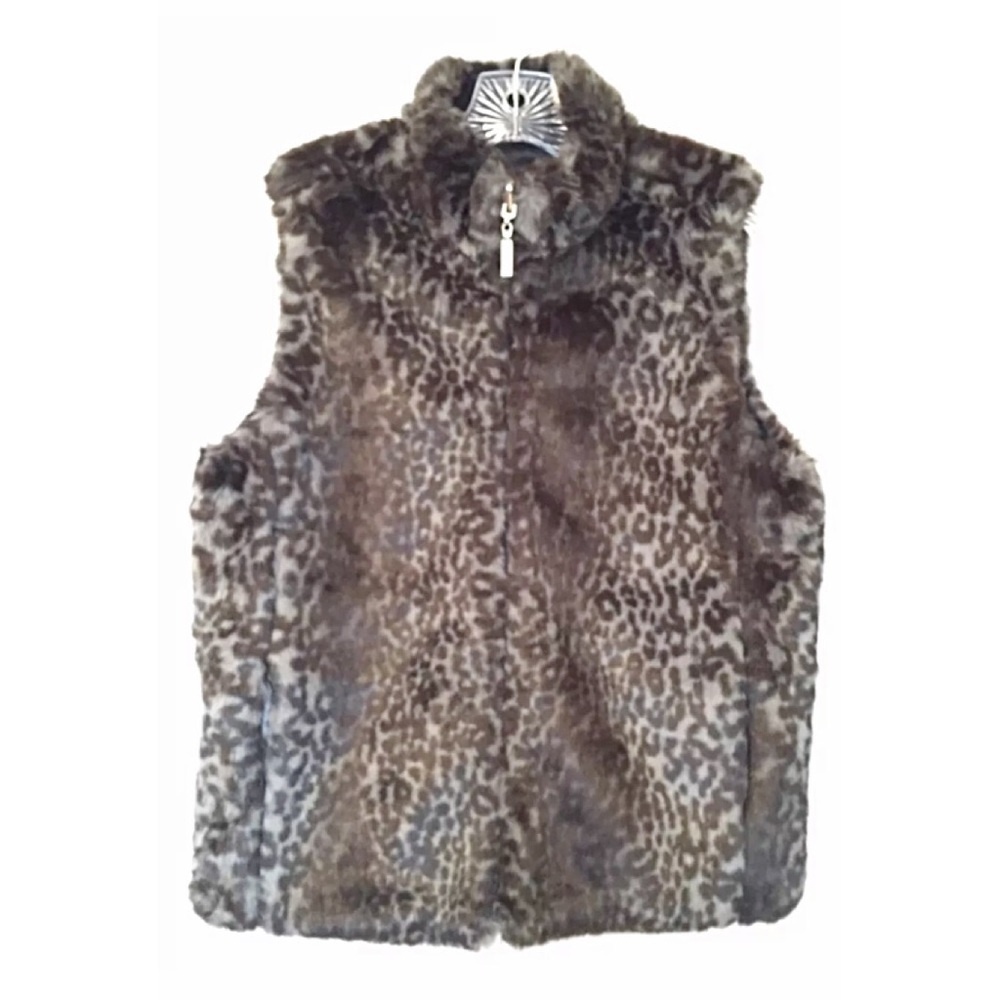 GUESS Reversible Leopard Faux-Fur Vest | Y2K Glam Streetwear | Size S